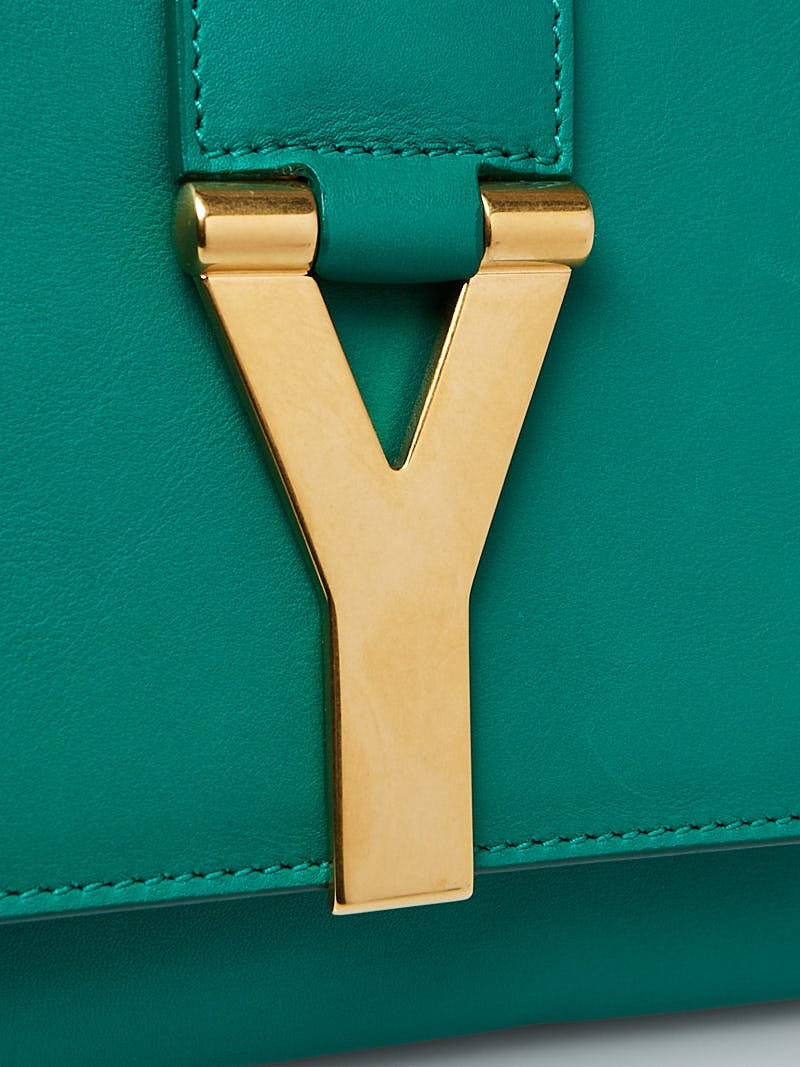 Yves Saint Laurent Green Calfskin Leather Ligne Y Clutch Bag Yves Saint Laurent Green Calfskin Leather Ligne Y Clutch Bag