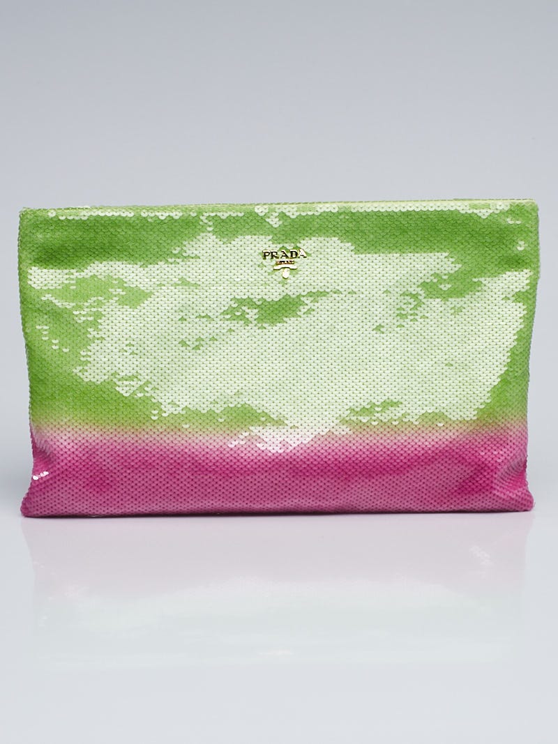 Prada Fluo Large Padded Nylon Clutch in Pink