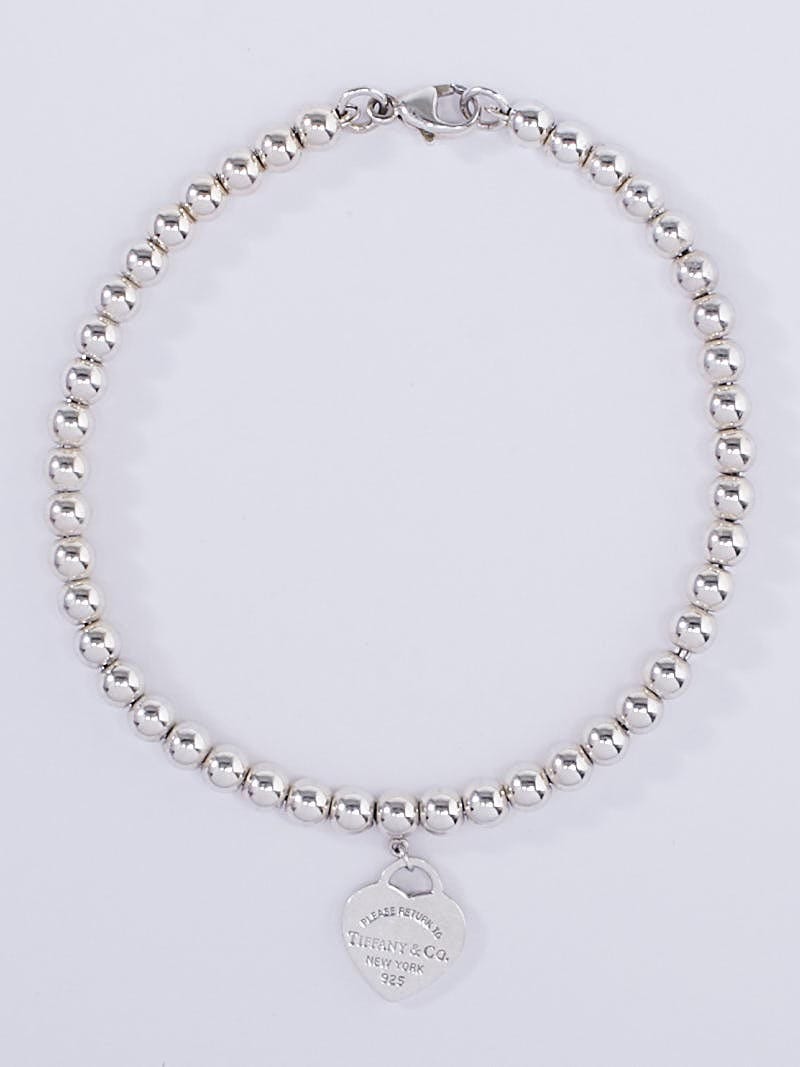 Tiffany Bead Mini Heart Tag Bracelet 