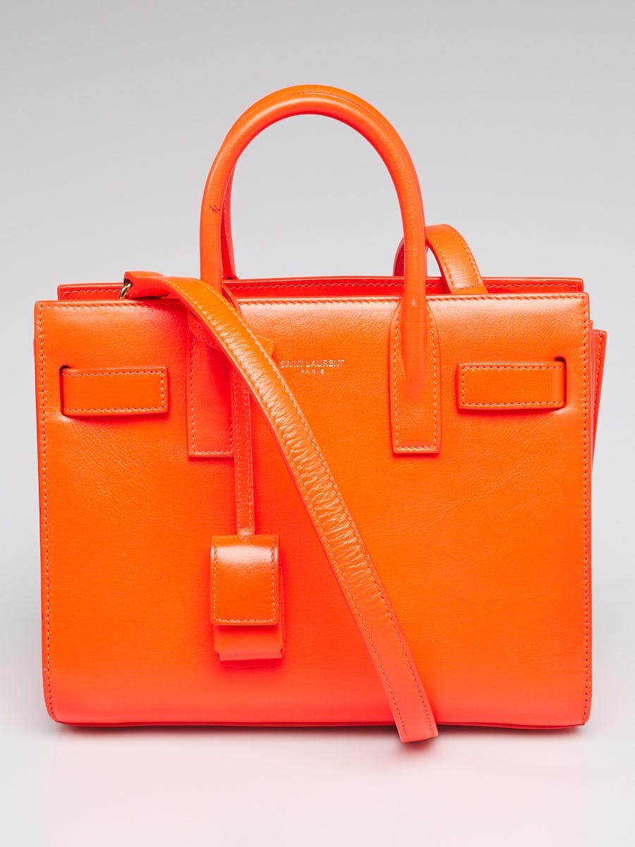 Yves Saint Laurent Bright Orange Calfskin Leather Nano Sac de Jour Bag - Yoogi's  Closet