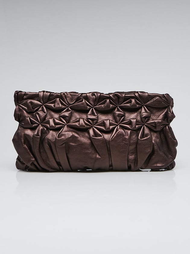 Prada Lampone Mord Diamond Pleated Royal Calf Leather Pochette Clutch Bag BP0203