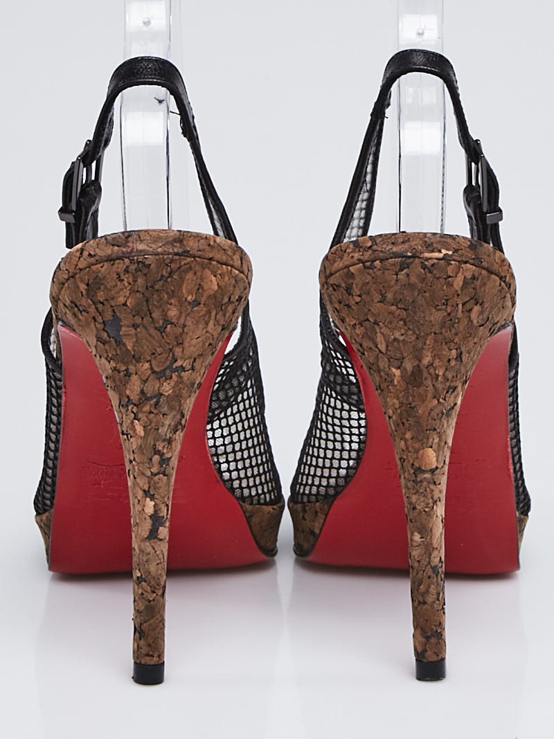 Christian Louboutin Black Fishnet Leather Mademoiselle