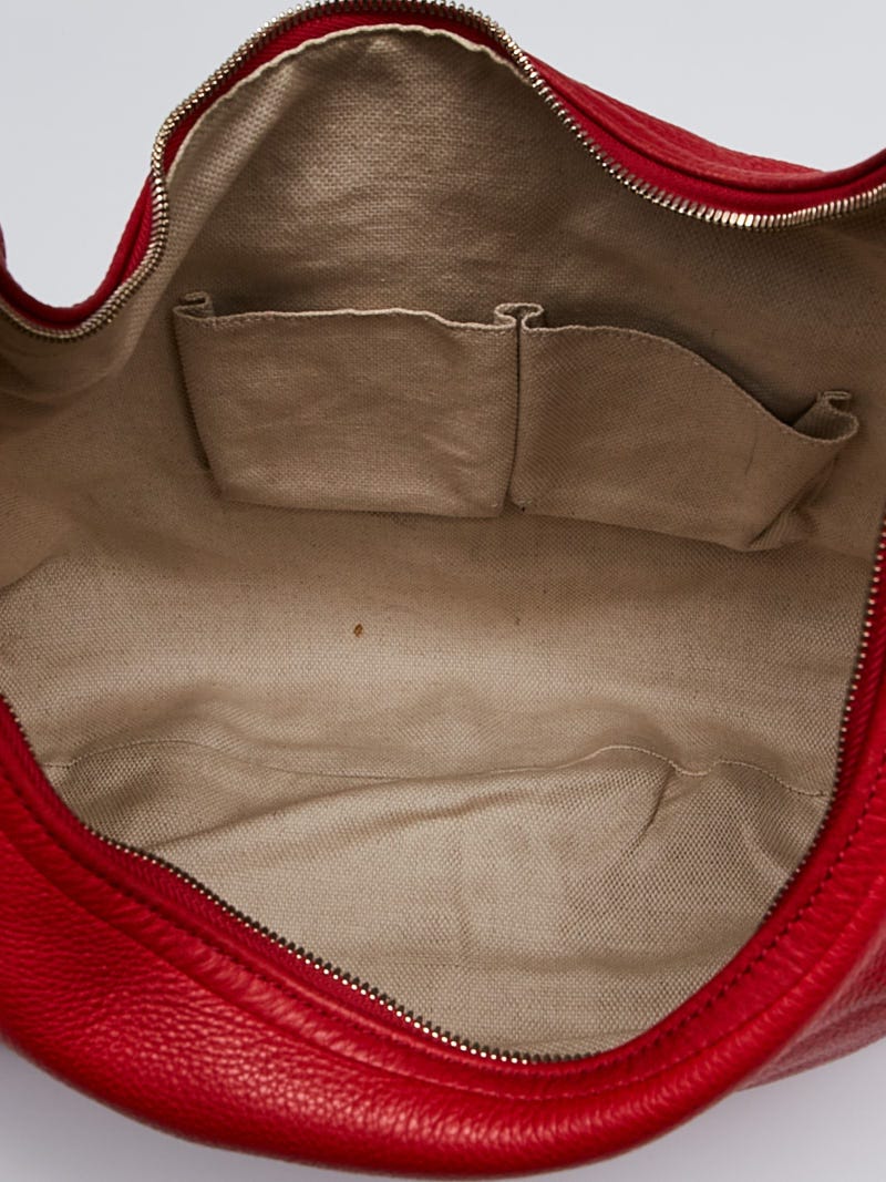 Gucci Red Pebbled Leather Soho Hobo Bag - Yoogi's Closet