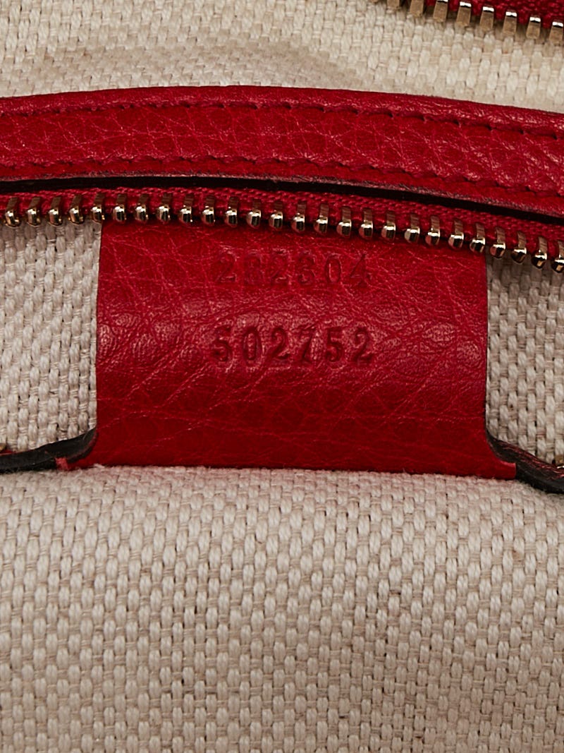 GUCCI Soho Pebbled Leather Hobo Shoulder Bag Red 282304