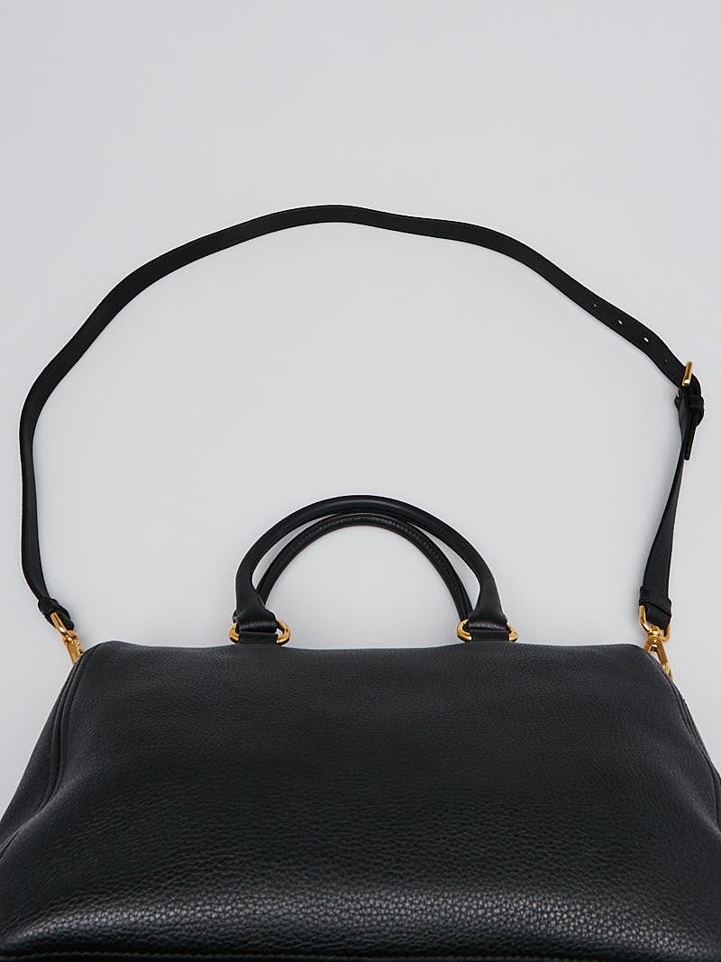 Prada Vitello Phenix Black Leather Top Handle Satchel Handbag 1BB023 –  Queen Bee of Beverly Hills