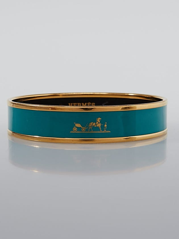 Hermes Malachite Enamel Caleche Medium Bangle Bracelet