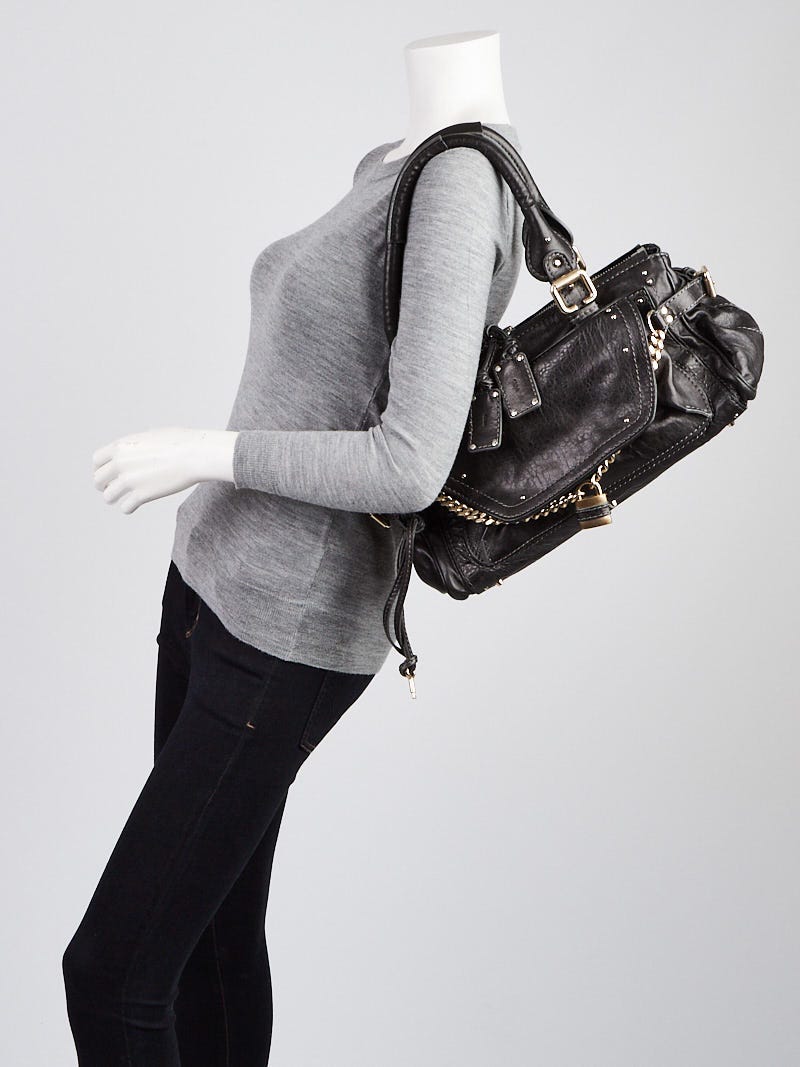 Chloe Black Distressed Leather Capsule Paddington Satchel Bag