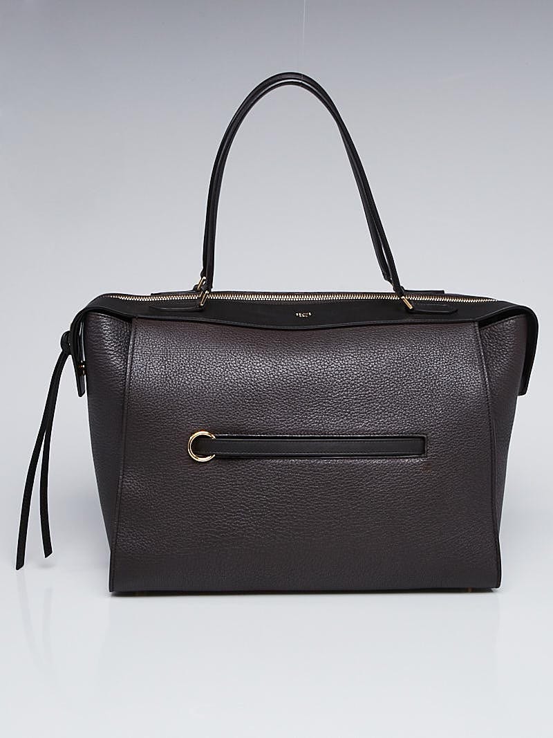 Celine Dark Taupe Bullhide Calfskin Leather Medium Ring Bag