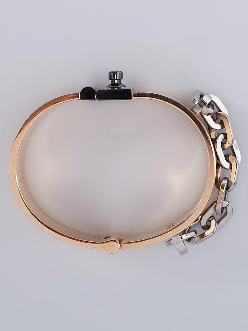 Authentic Louis Vuitton France Gold Color Lock Me Manchette Cuff Bracelet  M65223