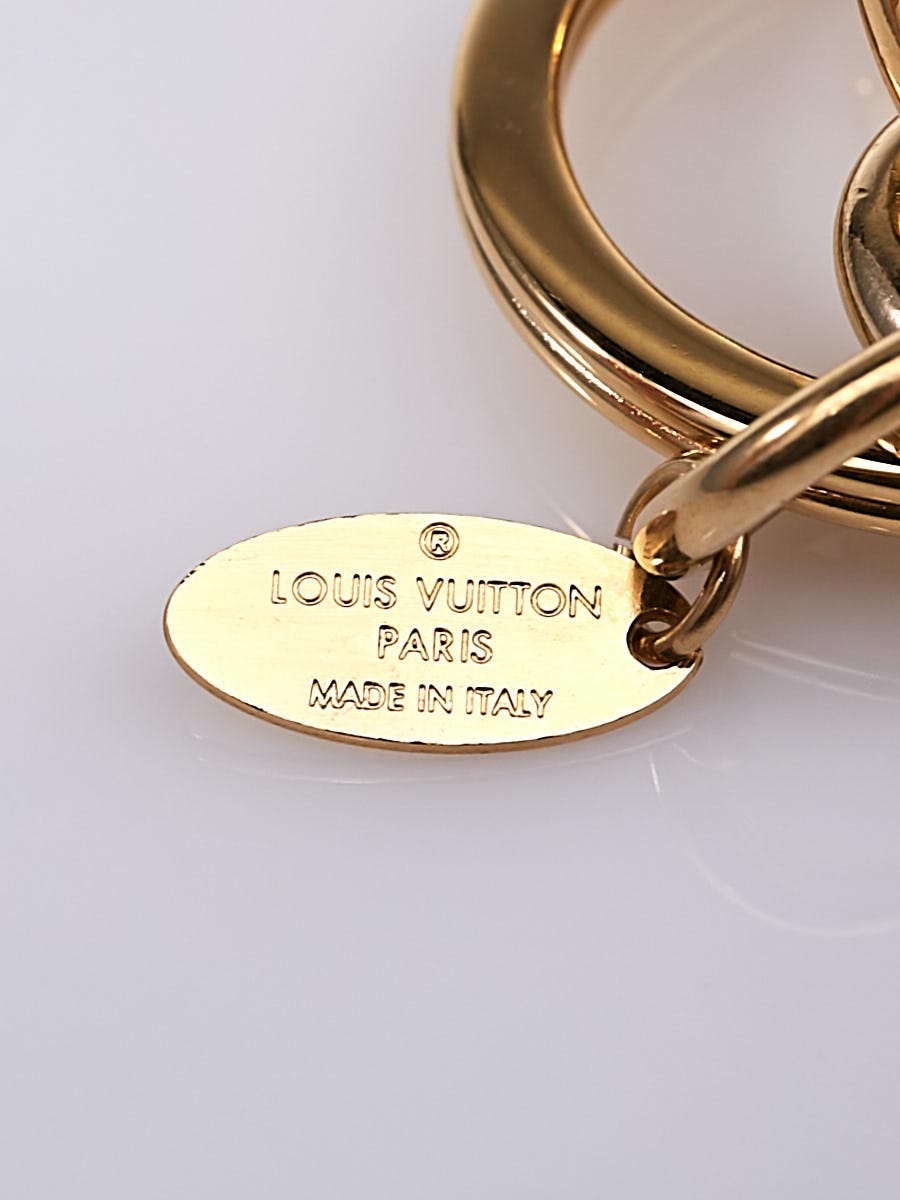 Louis Vuitton Keychain Lv Circle Metal Leather Silver Gray Bag Charm Key  Ring