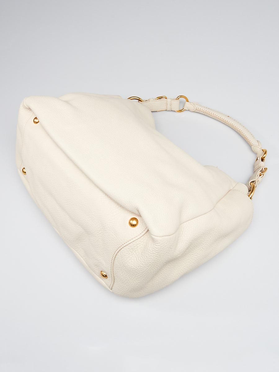 Prada Talco Vitello Daino Leather Double-Pocket Hobo Bag BR4863