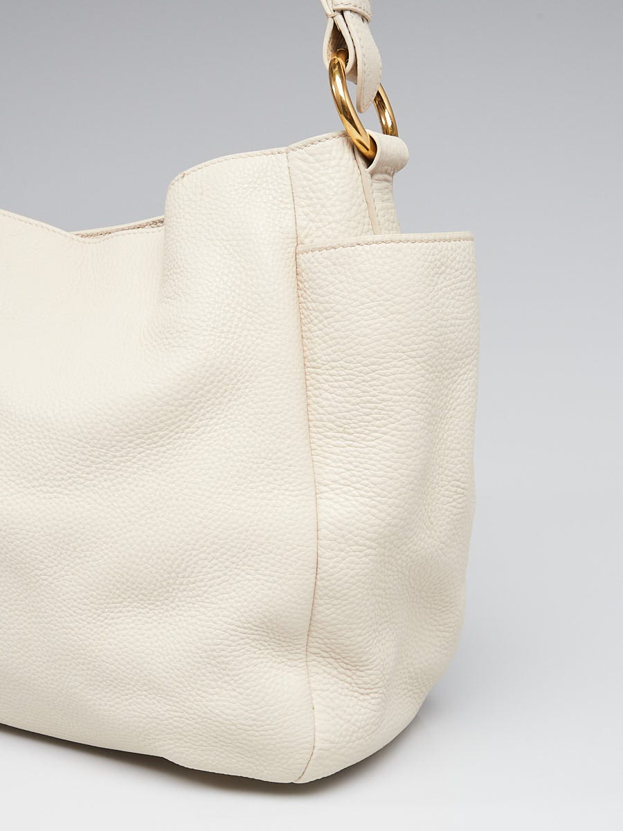 Prada Talco Vitello Daino Leather Double-Pocket Hobo Bag BR4863