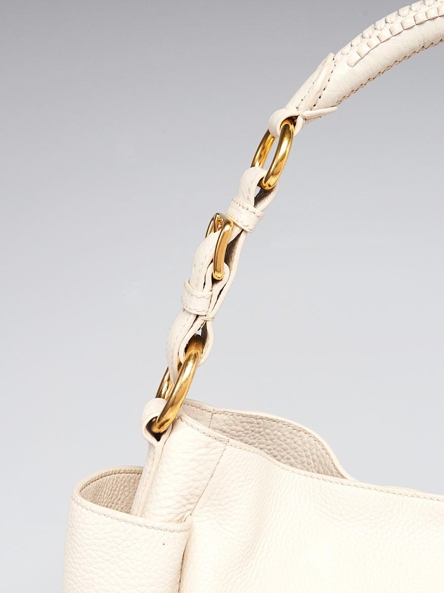 Prada Talco Vitello Daino Leather Double-Pocket Hobo Bag BR4863