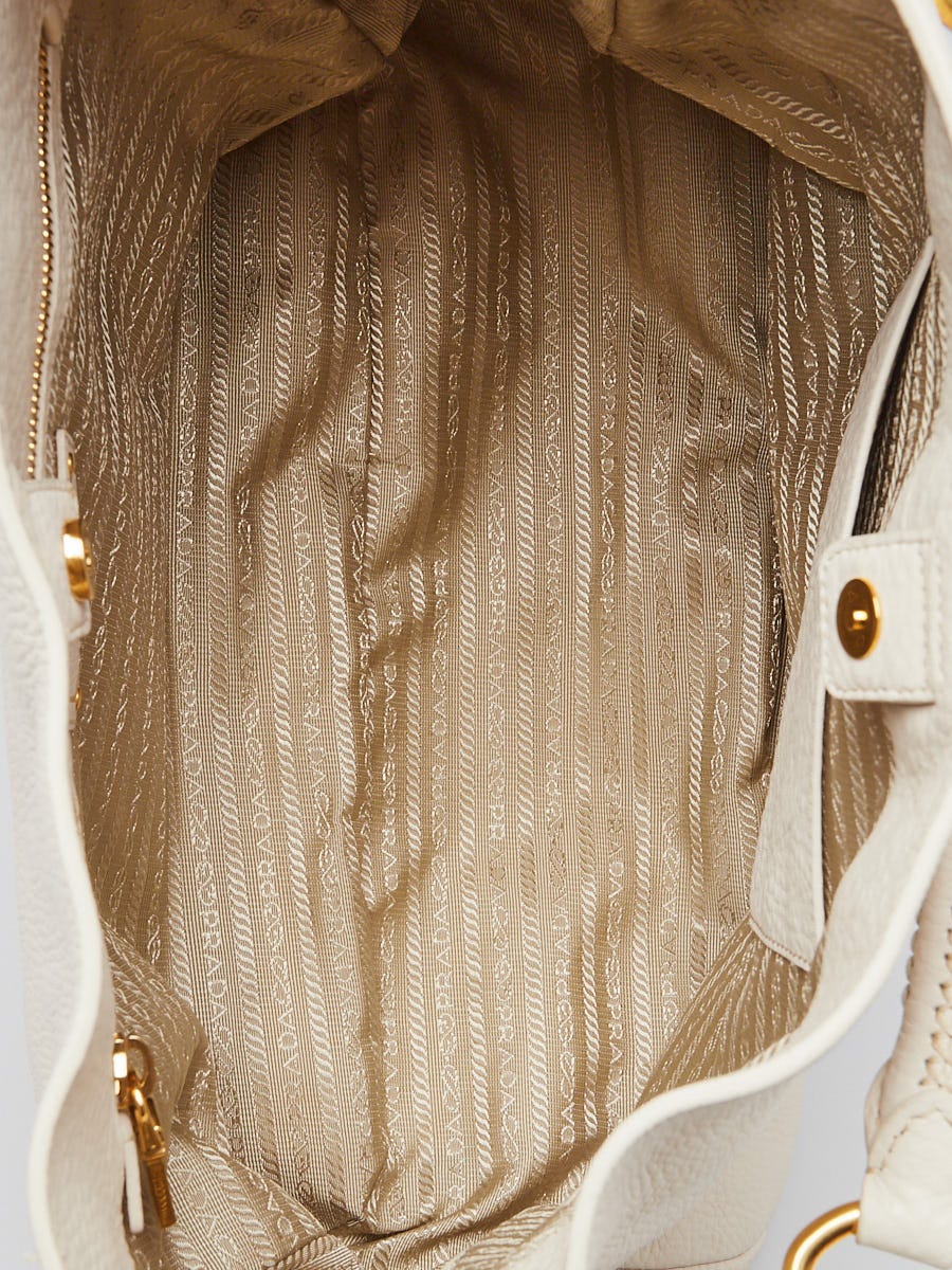 Prada Talco Vitello Daino Leather Double-Pocket Hobo Bag BR4863