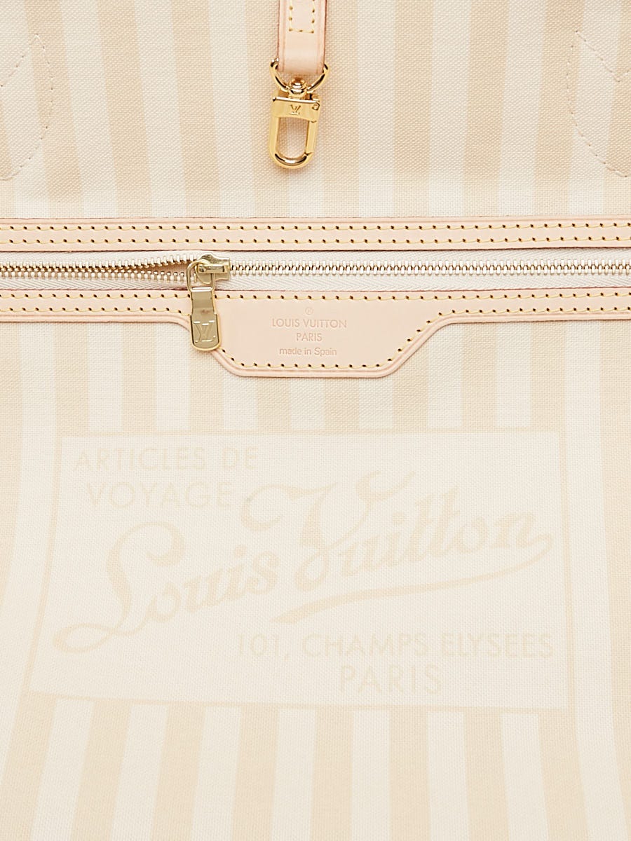 Louis Vuitton Brown Monogram Rayures Neverfull GM White Leather Cloth  ref.123098 - Joli Closet