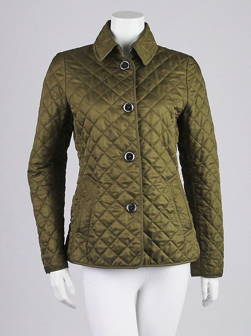 Burberry Army Green Diamond Quilted Polyester Copford Jacket Size S Yoogi s Closet