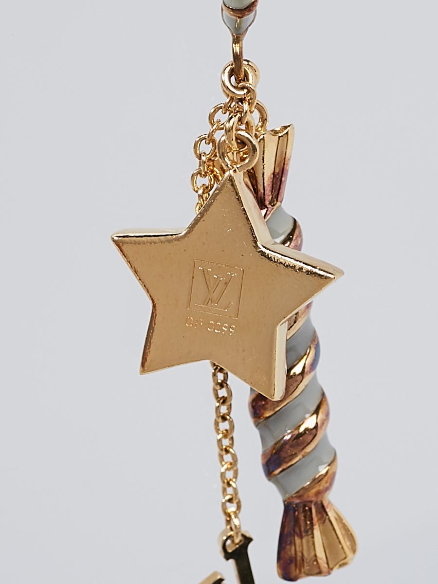 Louis Vuitton Necklace Leather Gold LV Initials Star Charm Star/Candy  Rhinestone