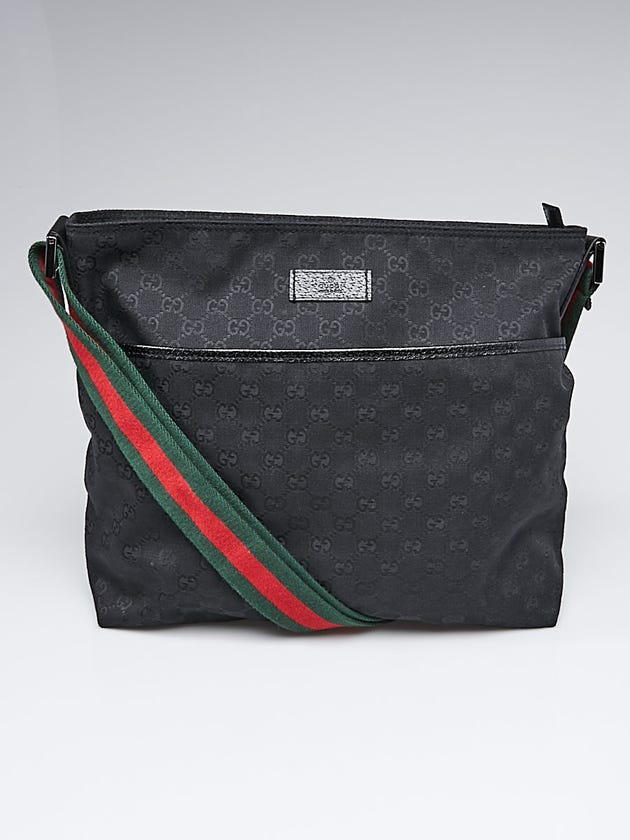 Gucci Black GG Canvas Vintage Web Messenger Bag