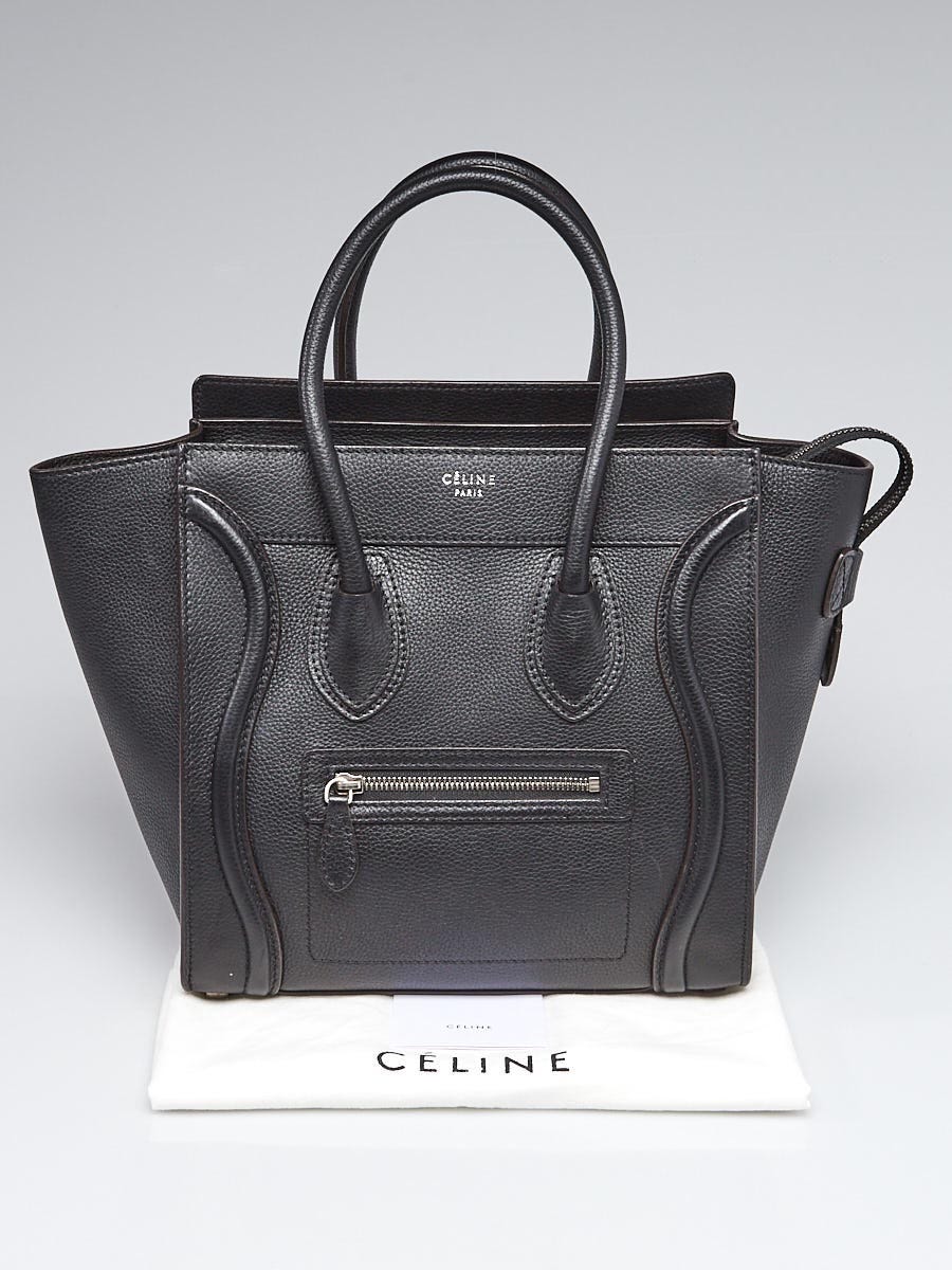 Celine Black Drummed Leather Micro Luggage Tote Bag | Yoogi's Closet