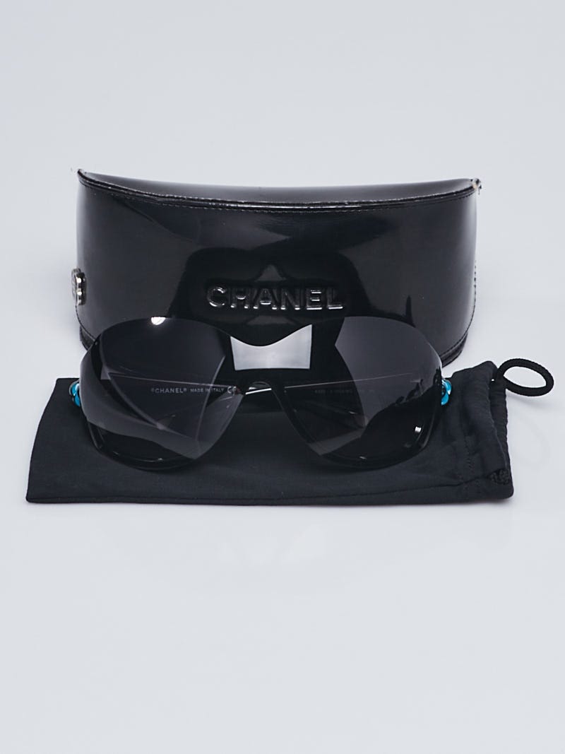 Chanel Black Frame Camellia Flower Sunglasses-6032 | Yoogi's Closet