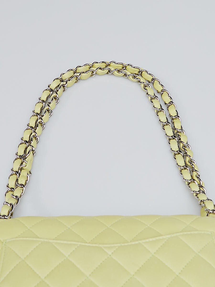 Chanel Yellow Quilted Lambskin Leather Classic Medium Double