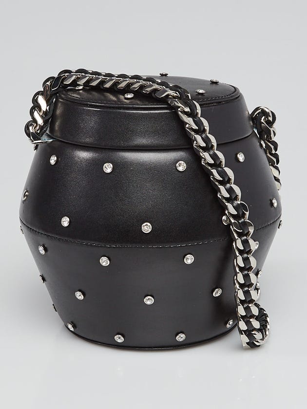 Yves Saint Laurent Black Leather and Crystal Mini Barrel Chain Bag