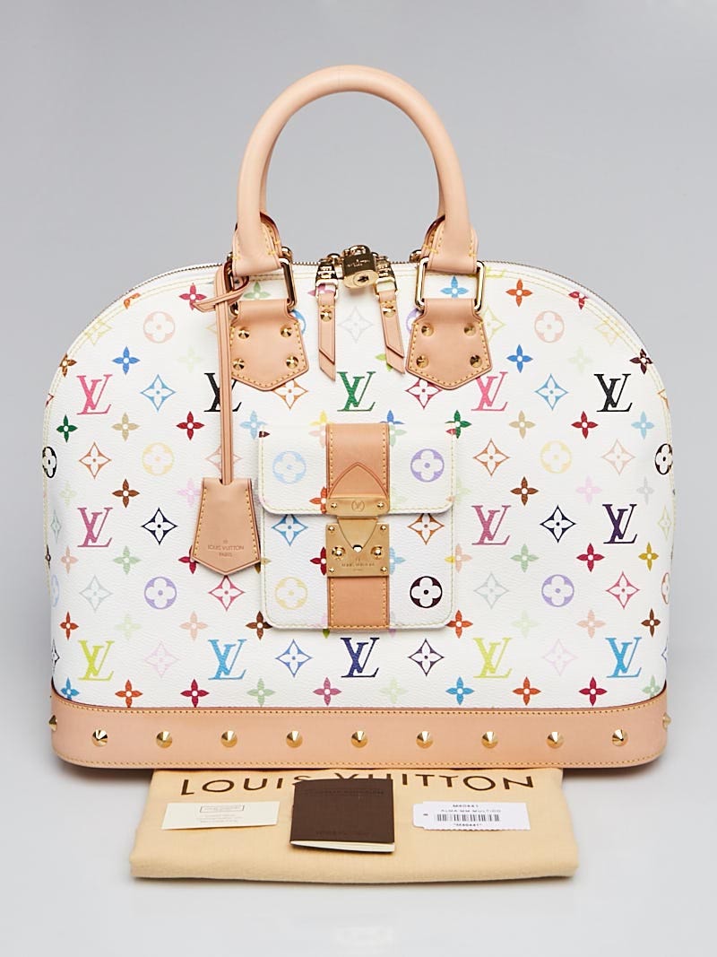 Louis Vuitton White Monogram Multicolor Alma MM Bag - Yoogi's Closet
