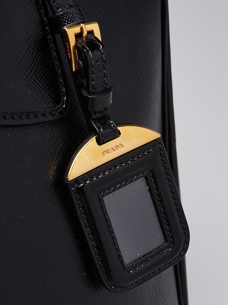 Prada Black Saffiano Vernice Leather Parabole Shopping Tote Bag BN2402 -  Yoogi's Closet
