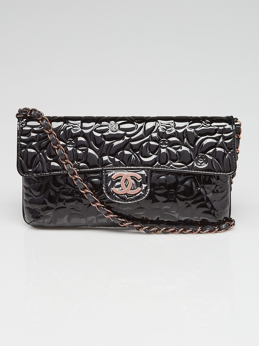 Chanel Black Patent Leather Camellia Small Flap Bag - Yoogi's Closet