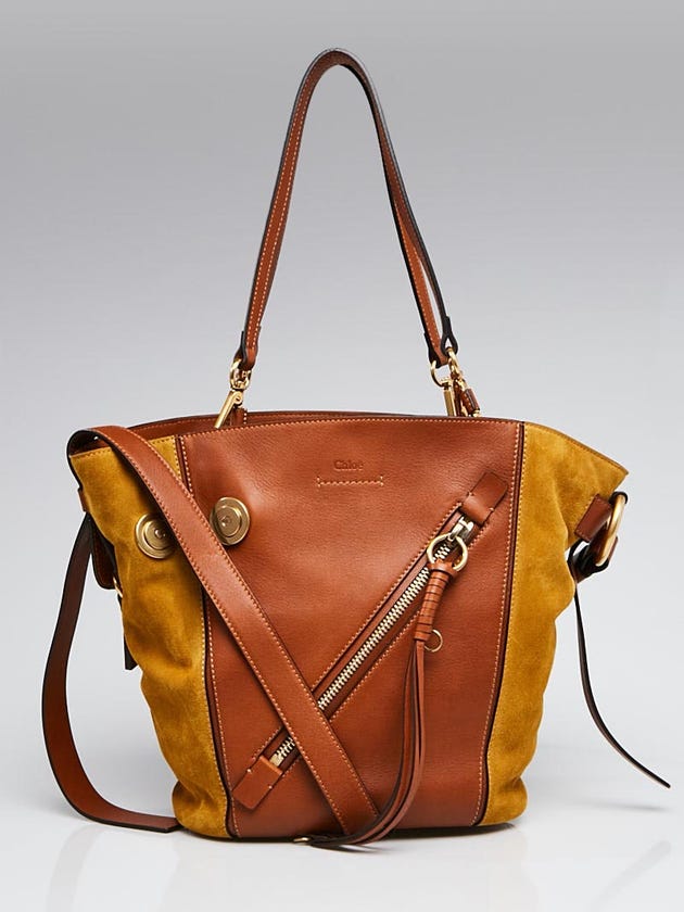 Chloe Caramel Leather and Suede Myer Small Shoulder Bag