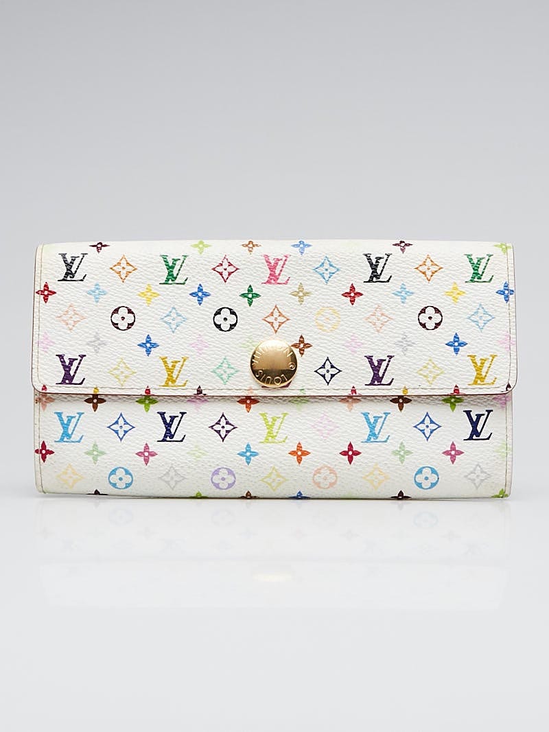 Louis Vuitton White Monogram Multicolore Sarah Wallet - Yoogi's Closet