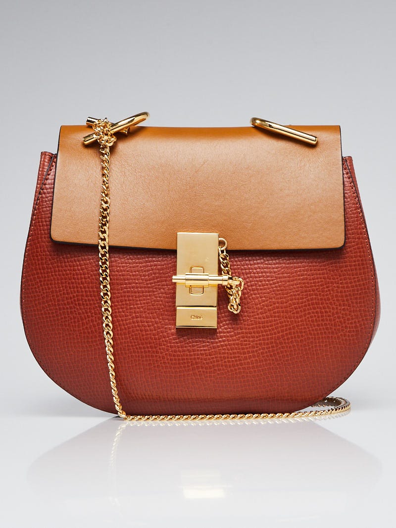 Chloe Orange/Mustard Pebbled Leather Small Drew Bag