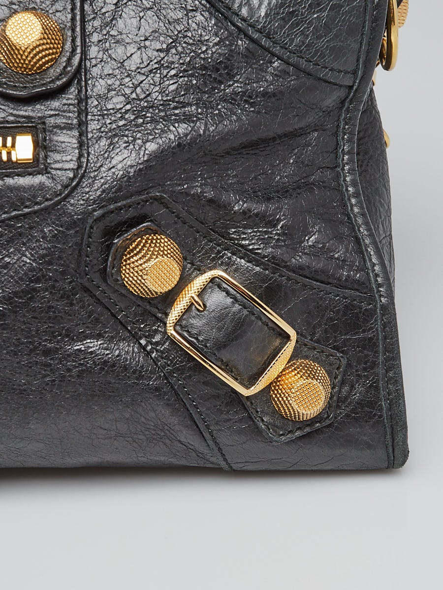 Balenciaga Black Lambskin Leather Giant 21 Gold Part Time Bag