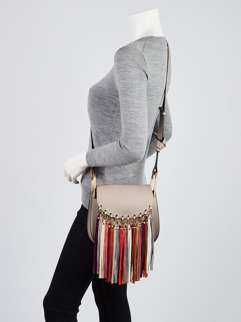 Chloe Grey Leather and Leather Fringe Hudson Bag | Yoogi's