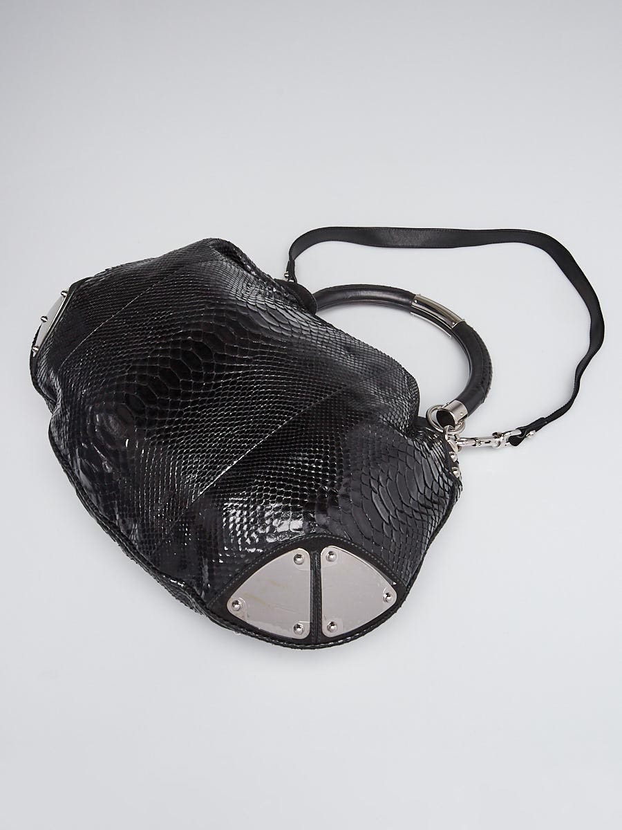 Gucci Black Python Large Babouska Indy Top Handle Bag