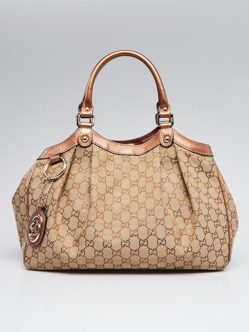 Gucci Beige/Brown GG Canvas Medium Sukey Tote Bag