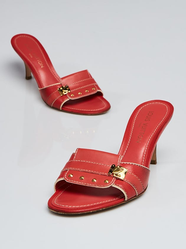 Louis Vuitton Geranium Suhali Leather La Fabuleus Slide Mules Size 8.5/39