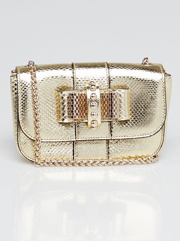 Christian Louboutin Gold Textured Leather Sweet Charity Mini Bag