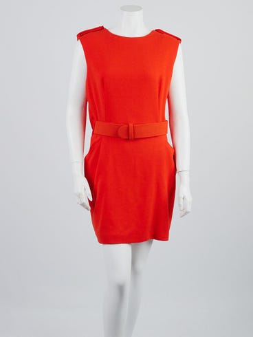Alexander McQueen Orange Wool Belted Cape Dress Size 14/48 | Yoogi's Closet Alexander McQueen Orange Wool Belted Cape Dress Size 14/48 | Yoogi's Closet