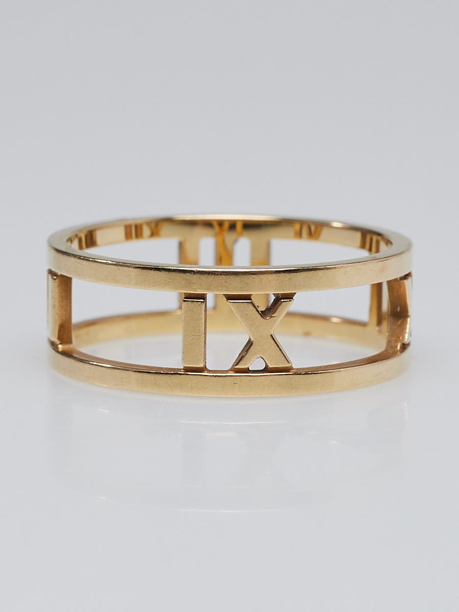 Tiffany & Co. Open ATLAS Roman Numeral 18k Yellow Gold Cuff Bracelet