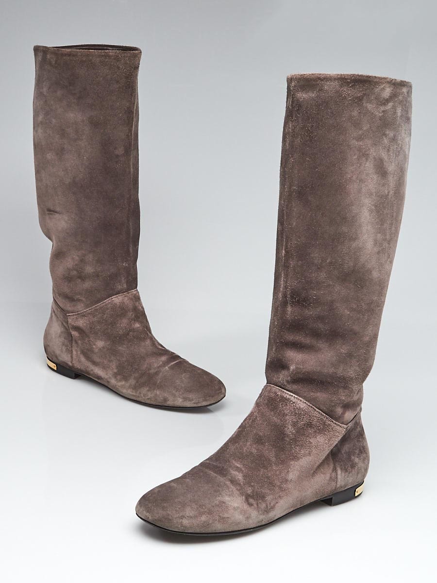 Louis Vuitton Grey Suede Knee-High Boots Size 8.5/39