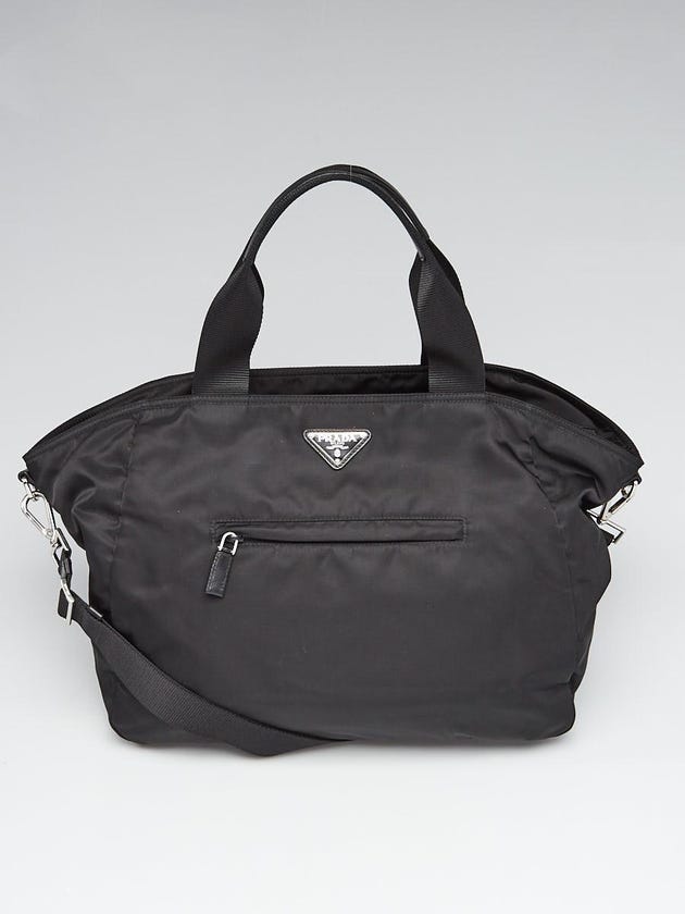 Prada Black Vela Nylon Top Handle Tote Bag 
