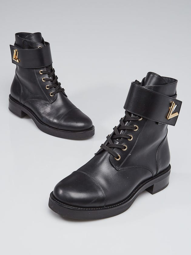 Louis Vuitton Black Leather Wonderland Ranger LV Twist Boots Size 8/38.5