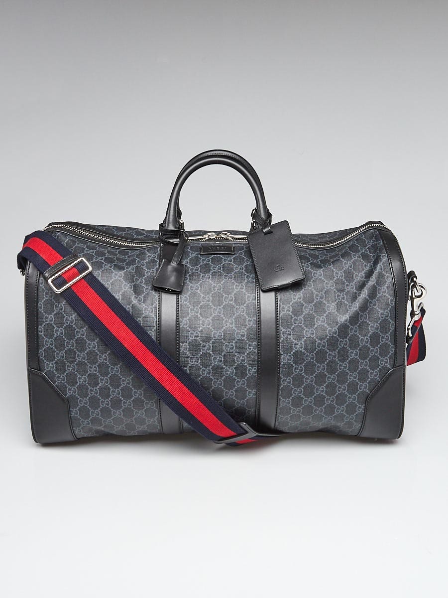 Gucci Black GG Supreme Canvas and Leather Carry On Duffle Bag Gucci