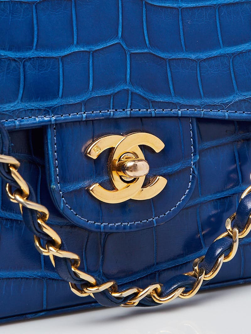 Chanel Blue Alligator Medium Classic Double Flap Bag | Yoogi's Closet