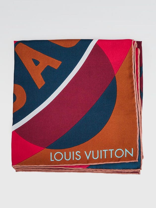 Louis Vuitton Fuchsia/Brown Cities Trunk and Bags Square Scarf