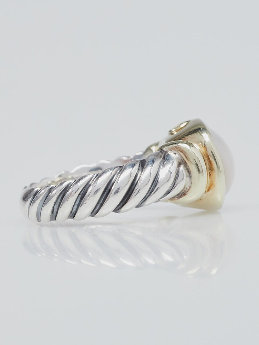 David Yurman 14k Gold and Mother of Pearl Noblesse Cable Ring Size