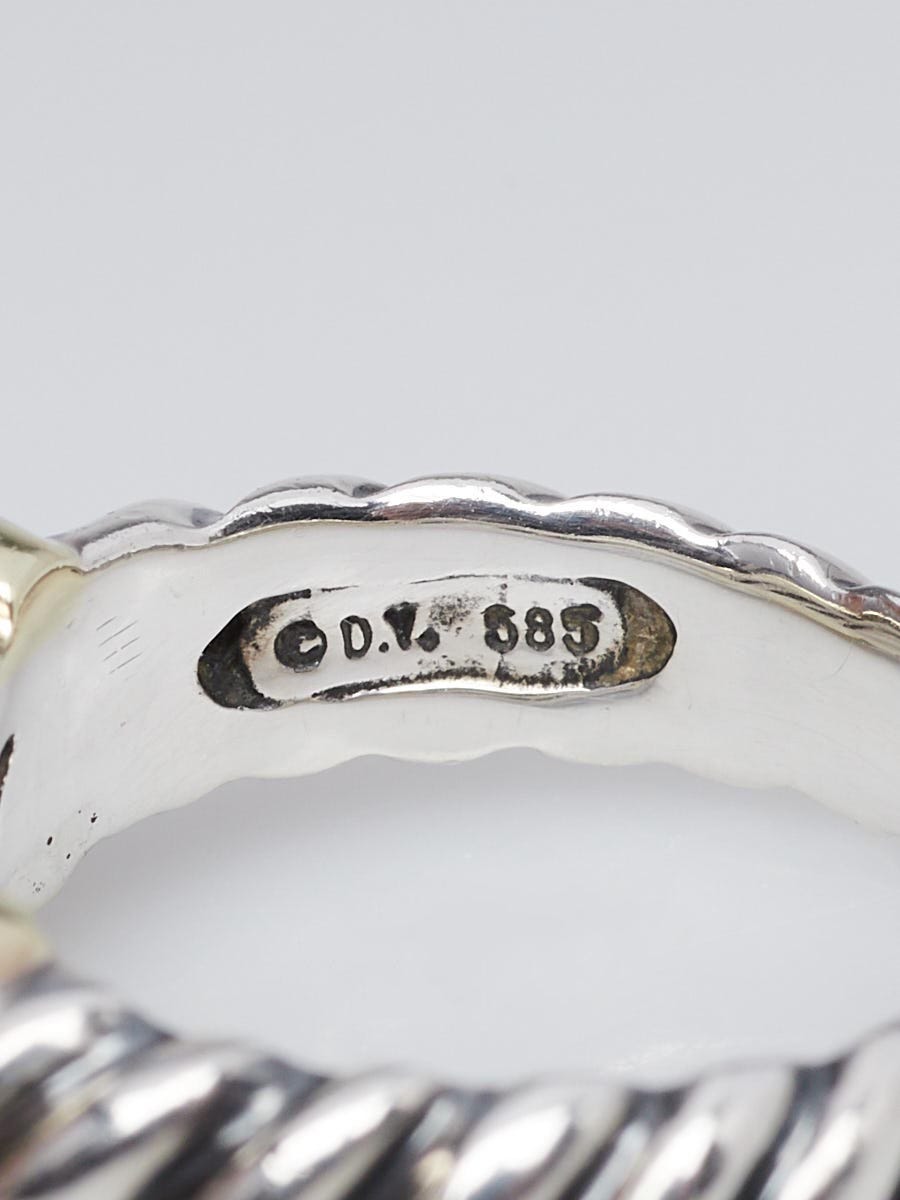 David Yurman 14k Gold and Mother of Pearl Noblesse Cable Ring Size