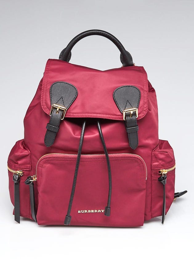 Burberry Burgundy Technical Nylon Medium Rucksack Backpack Bag