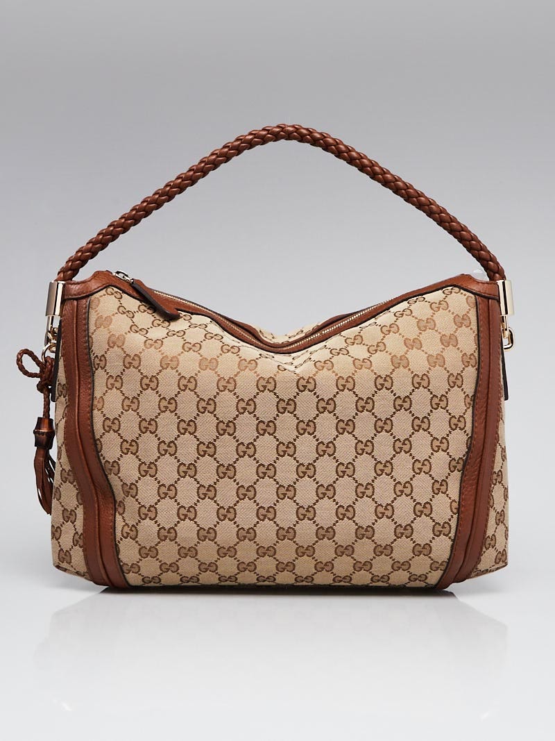 Gucci Brown/Beige GG Canvas and Leather Medium Bella Hobo Gucci